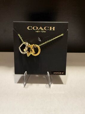 NEW  Coach Star Heart Rondell Necklace Gold Silver Tone Pendant